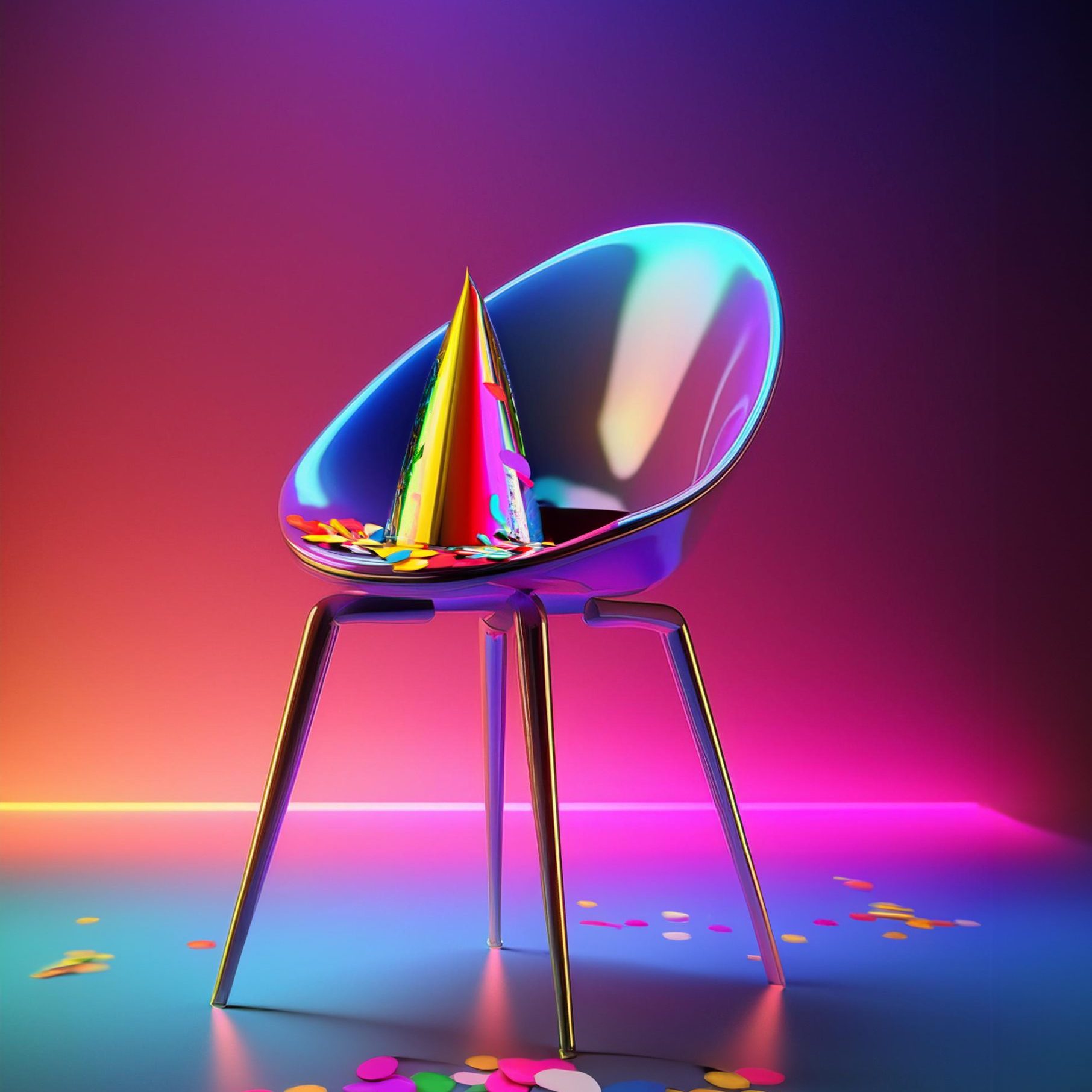 SILLA MODERNA DE FIESTA AISLADA EN FONDO TORNASOL 84254